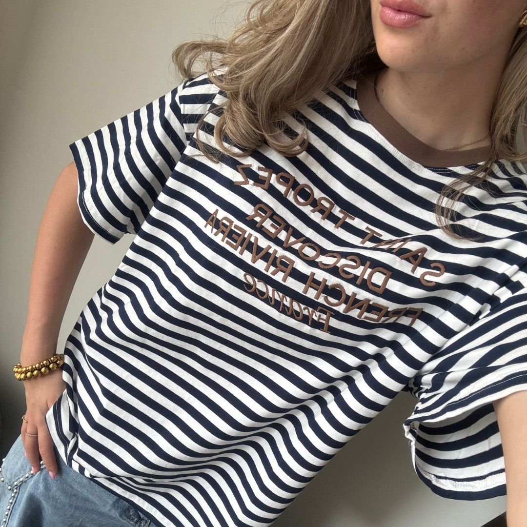 JOLIE SHIRT DONKERBLAUW WIT