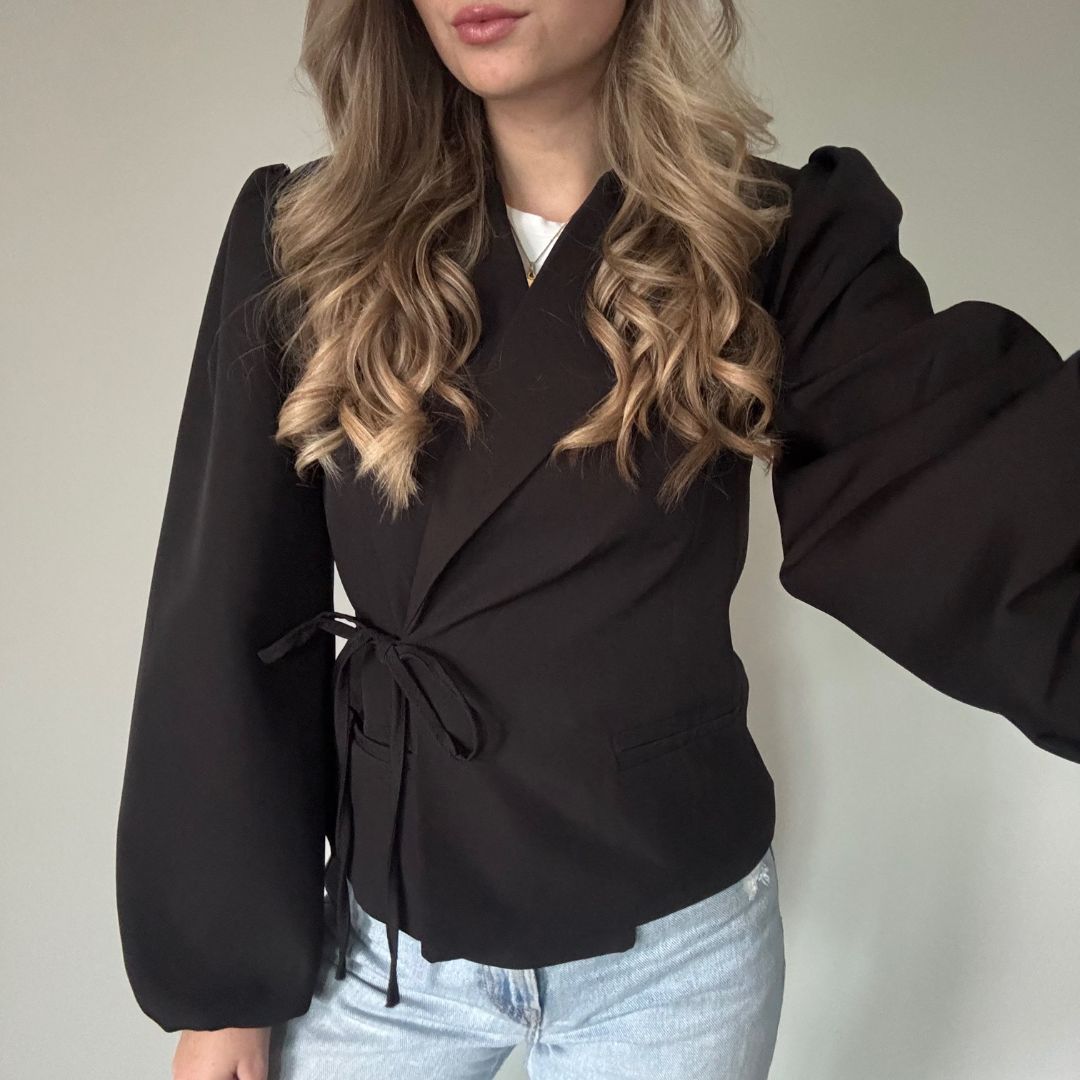 NORA BLAZER STRIK ZWART