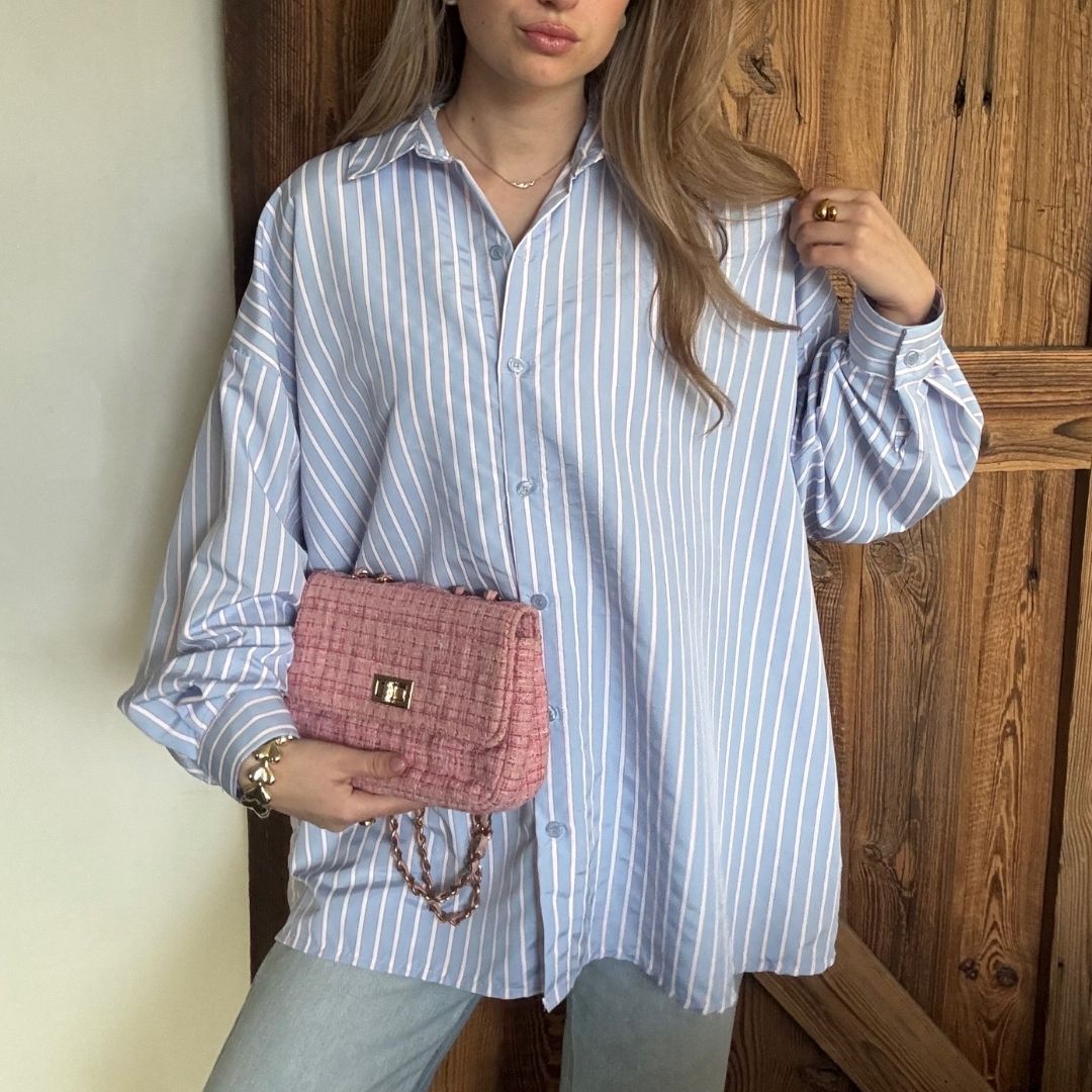 JOLIE BLOUSE BLAUW/ROZE