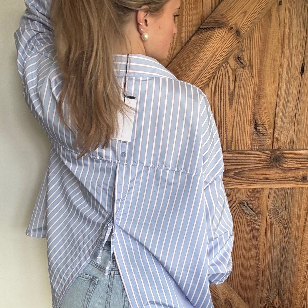 JOLIE BLOUSE BLAUW/ROZE