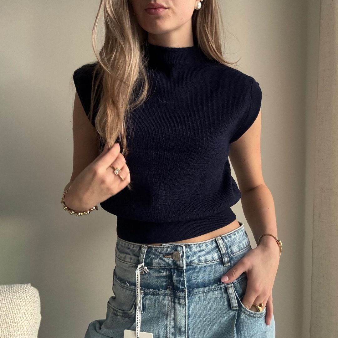 LUCY TOP DONKERBLAUW